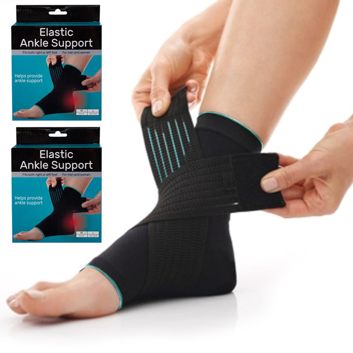 2 Elastic Ankle Support Adjustable Brace Sports Wrap Compression Protection M