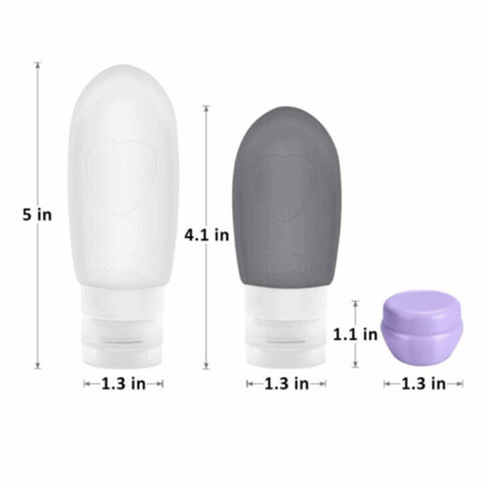 6 Pc Travel Bottles Leakproof Silicone Squeeze Refillable Containers Toiletry