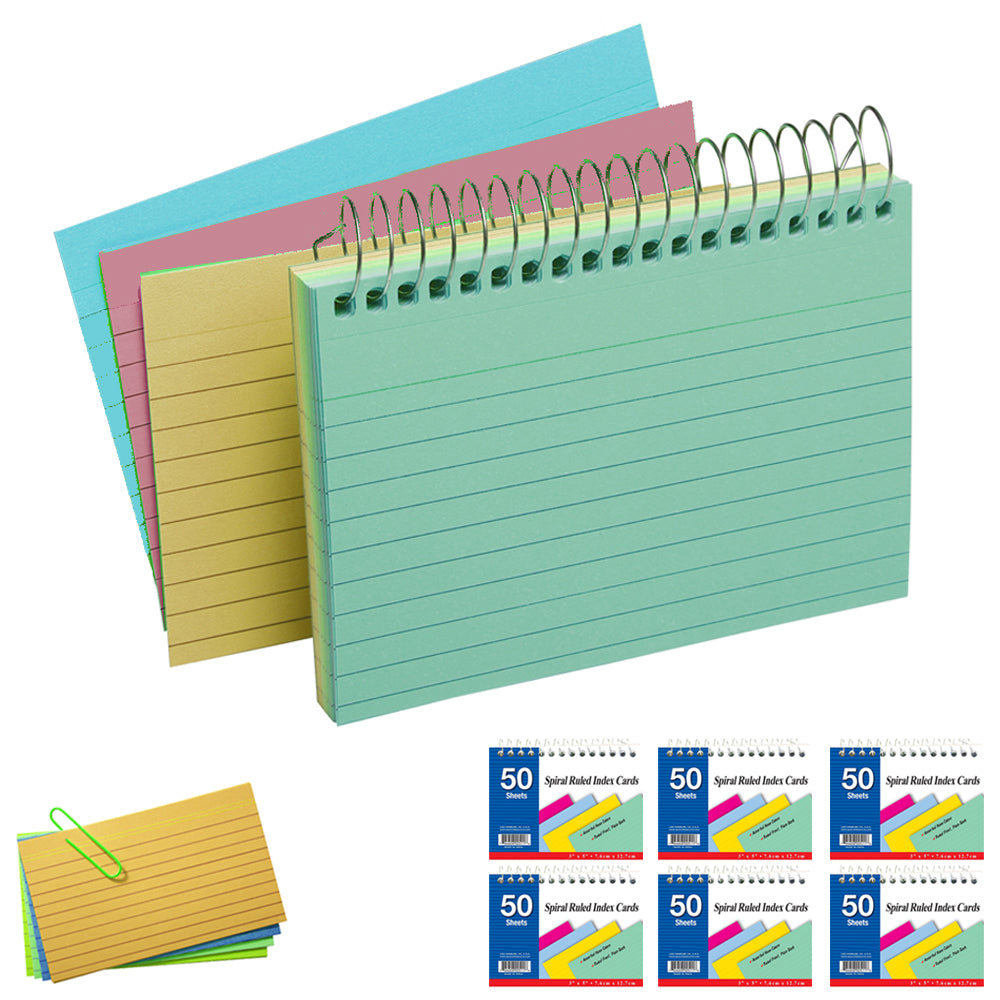 6 Pc Perforated Ruled Index Cards 3 X 5 50 Sheet 2 Tab Dividers Spiral  Bound 