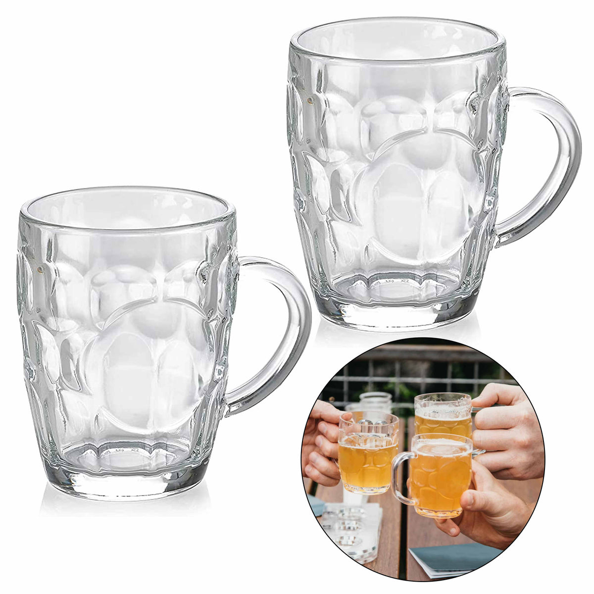 2 Pc Insulated Double Wall Beer Mug Glass Thermo Draft Soda Novelty Gift  16.9oz