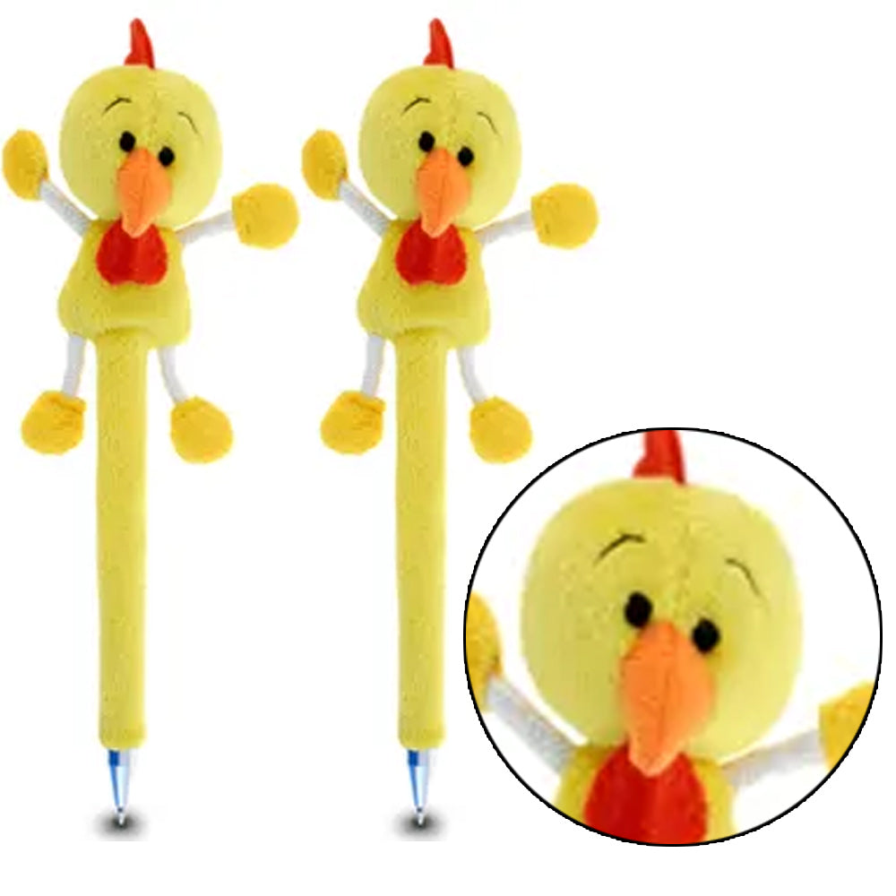 2 Pc Ball Pens Rooster Plush Yellow Chicken Toy School Supplies Arts Craft  Gifts