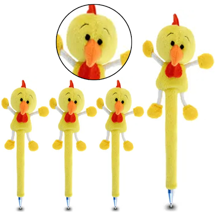 4 Pc Rooster Plush Pen Yellow Chicken Toy School Supplies Arts Crafts Gifts