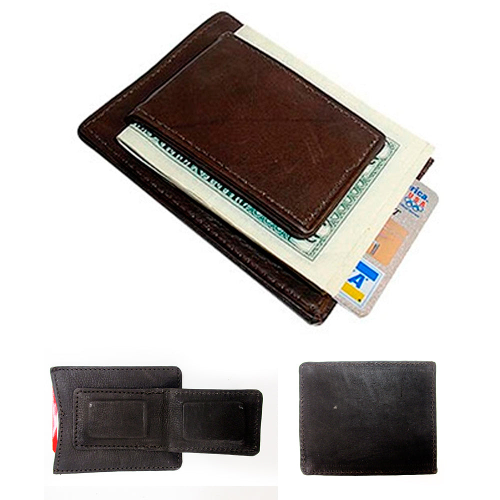 Mens Leather Money Clip Slim Front Pocket Wallet Magnetic ID