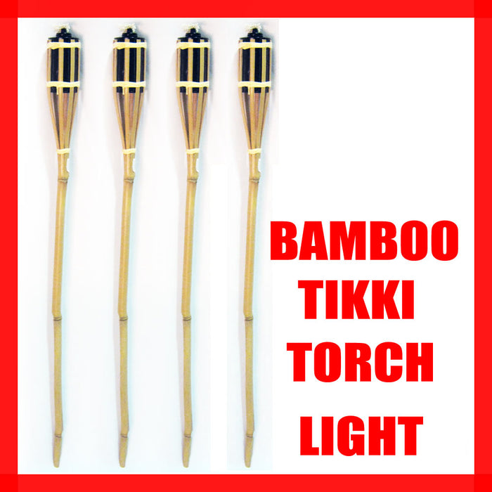 4 Bamboo Torch Tiki Tropical Decor Luau Party Garden Light Outdoor Lamp 3 Ft New