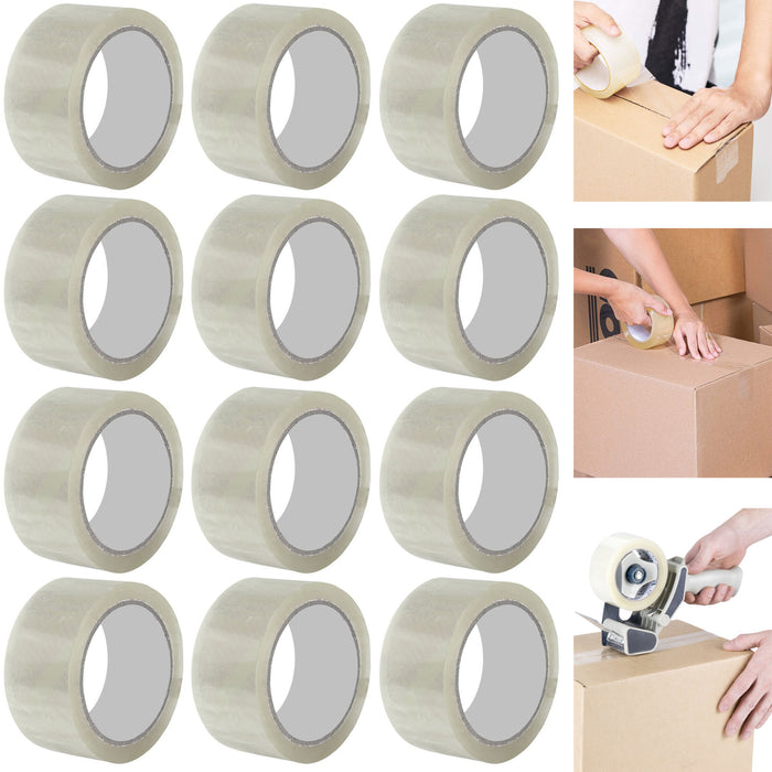 12 Rolls Carton Sealing Clear Packing Tape Box Shipping Packaging 1.89" X 55 Yds