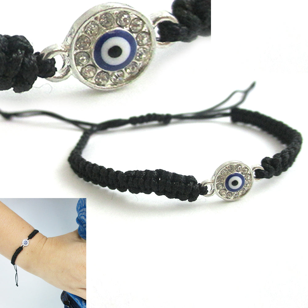 Black String Evil Eye Bracelet Protection Sterling Silver Safe Wet Luc —  AllTopBargains