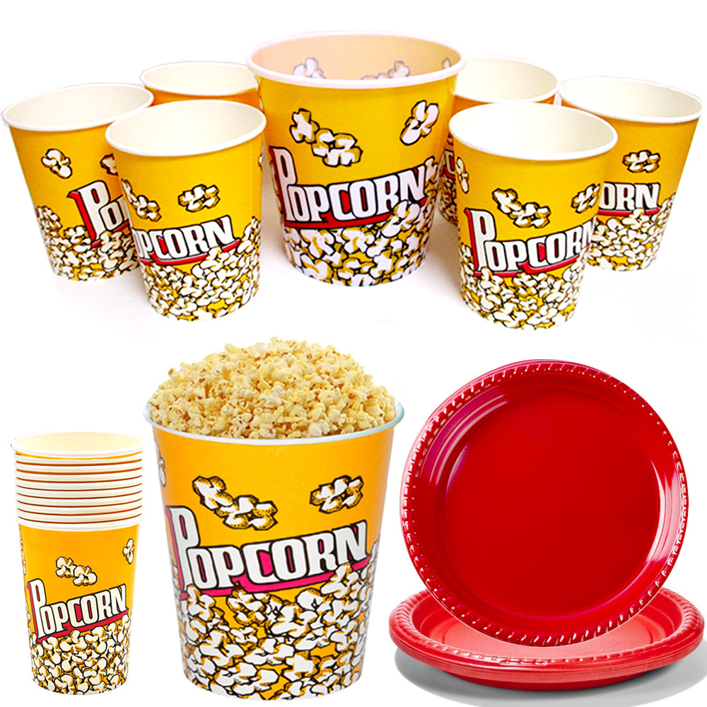 1 Retro Style Reusable Popcorn Bowl Plastic Container Movie Theater Bucket  8.5