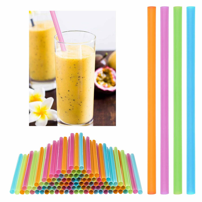 144 ct Jumbo Straws Extra Wide Neon Multi Color 9 Smoothie Milkshake Disposable