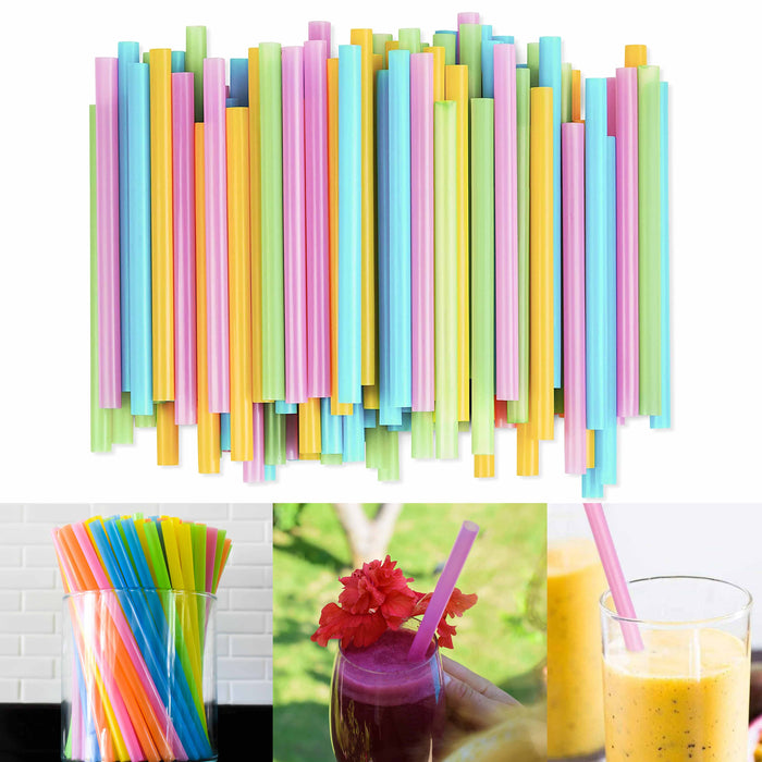 72 Pcs Smoothie Straws Disposable Plastic Colorful 9" Milkshake Drinks Home Bar