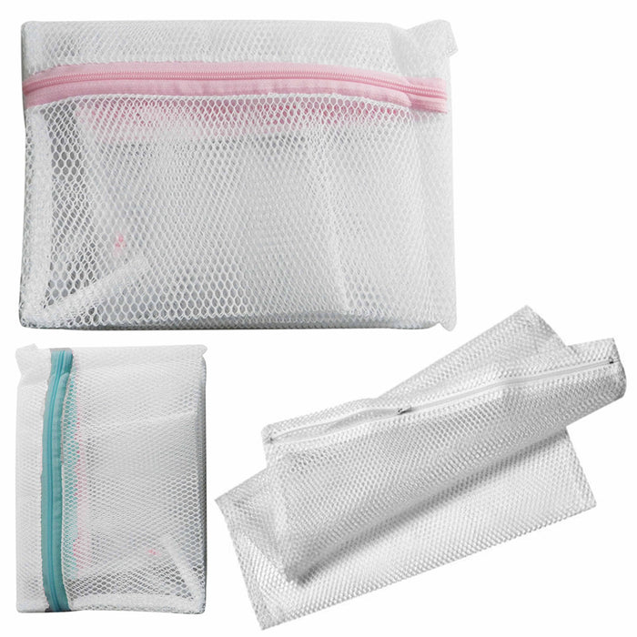 2 Pc White Mesh Laundry Bag 14" x 18" Wash Lingerie Delicates Panties Hose Bras