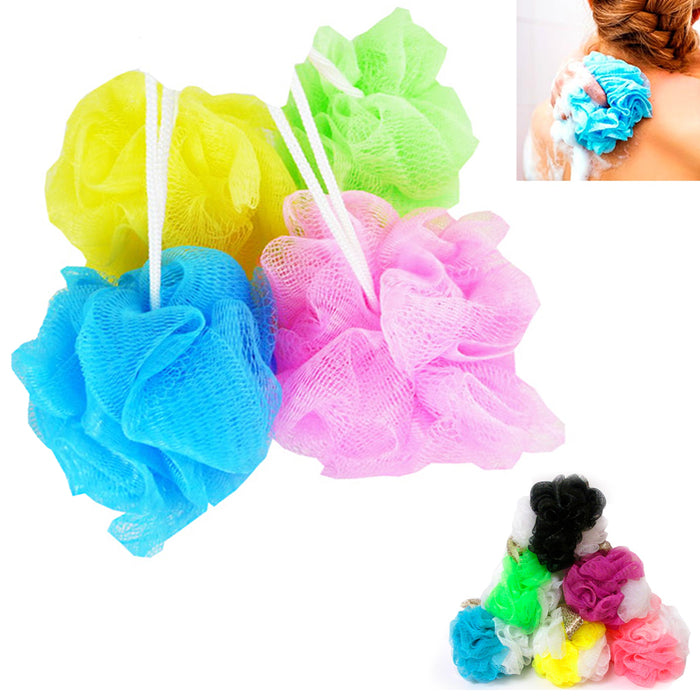 6 Loofah Bath Shower Sponge Scrub Pouf Mesh Brush Ball Exfoliating Body Scrubber