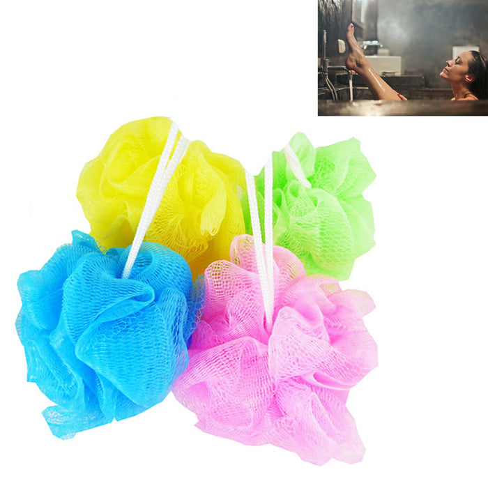 4 Pc Bath Sponge Shower Nylon Mesh Scrubbers Exfoliating Body Massage Scrub Lot