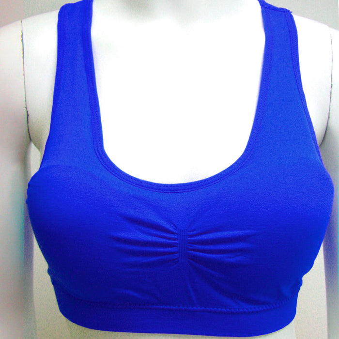 Womens Seamless Sports Bra Padded Yoga Racerback Stretch Soft Top One Size Blue