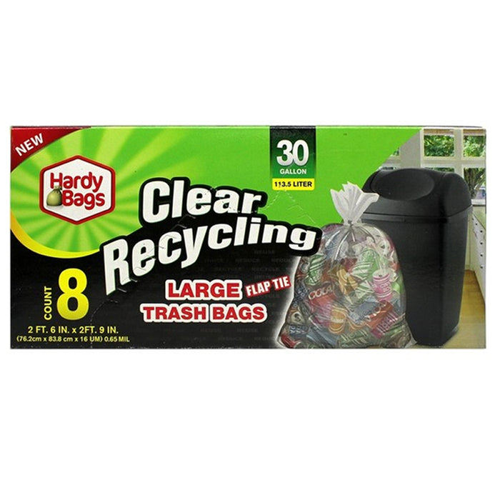 16ct Clear 30 Gallon Recycling Large Trash Bags Garbage Disposable Heavy Duty