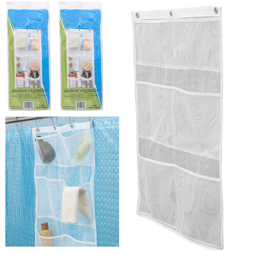 AllTopBargains 2 PC Hanging Shower Caddy Hook Bathroom Organizer Shelf Bath Basket Rack Holder