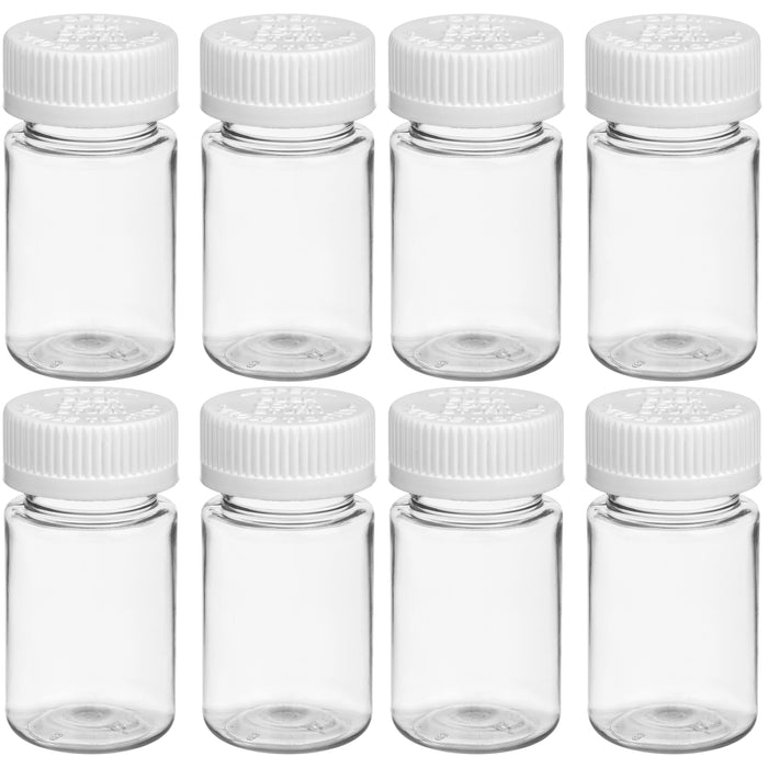 8 Plastic Pill Bottles Empty Container Medicine Vitamin Capsule Drug Case Clear