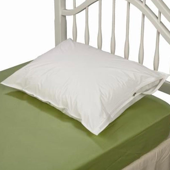 2 Pc Pillow Cover Zippered Non-Woven Hotel White Encasement Protector Breathable