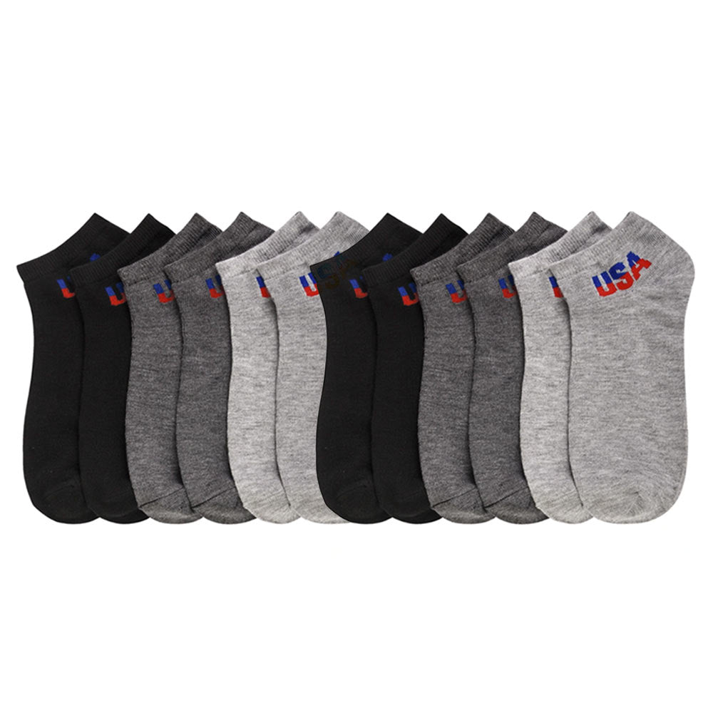 New Mens 6 Pairs Sports White Gray Ankle Quarter Crew Socks Cotton
