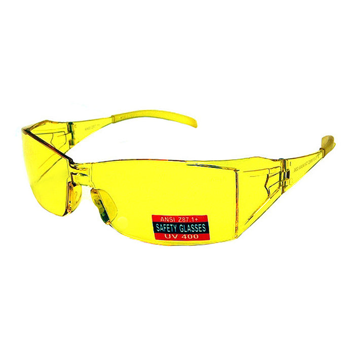 1 Pair Protective Safety Glasses Yellow UV400 Lens Eyewear Night Driving Goggles