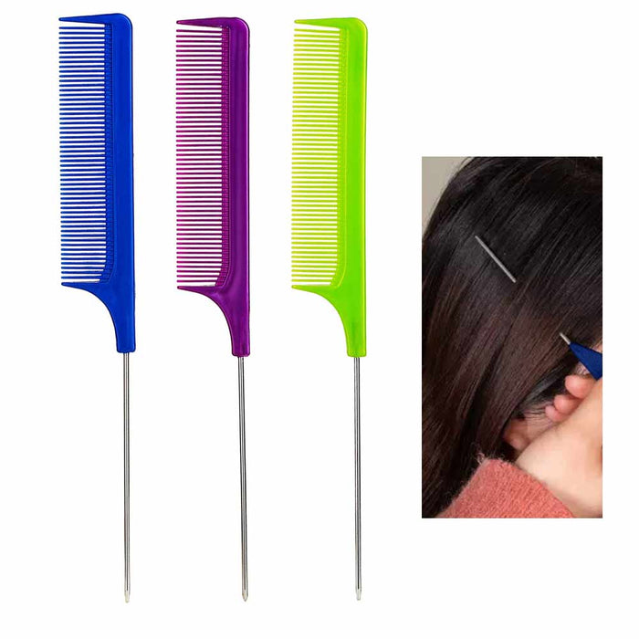 3 Pc Metal Rat Tail Combs Fine Tooth Professional Hair Salon Stylist New