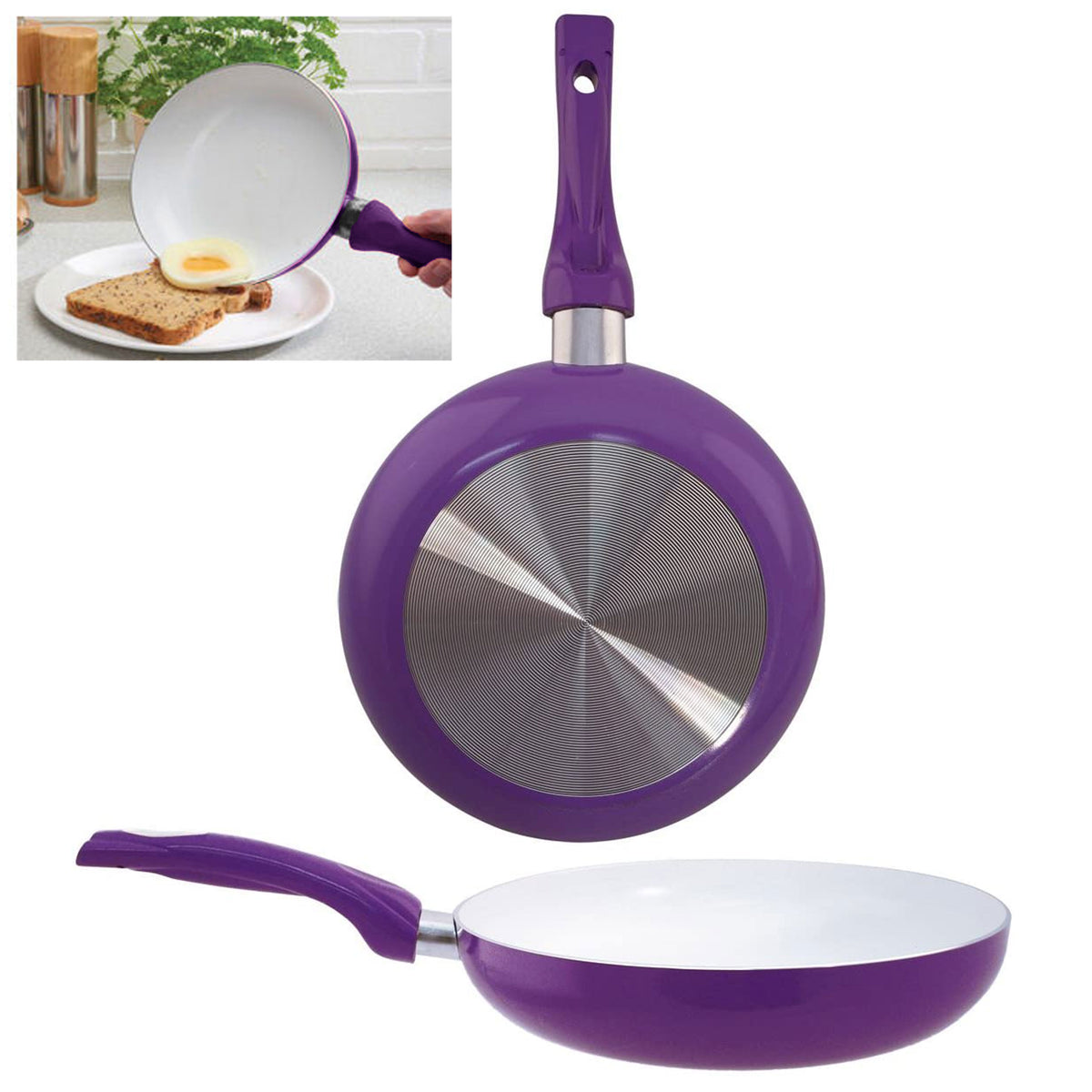 New Bella 5 Piece Nonstick Everyday Pan Set. Eggplant Purple