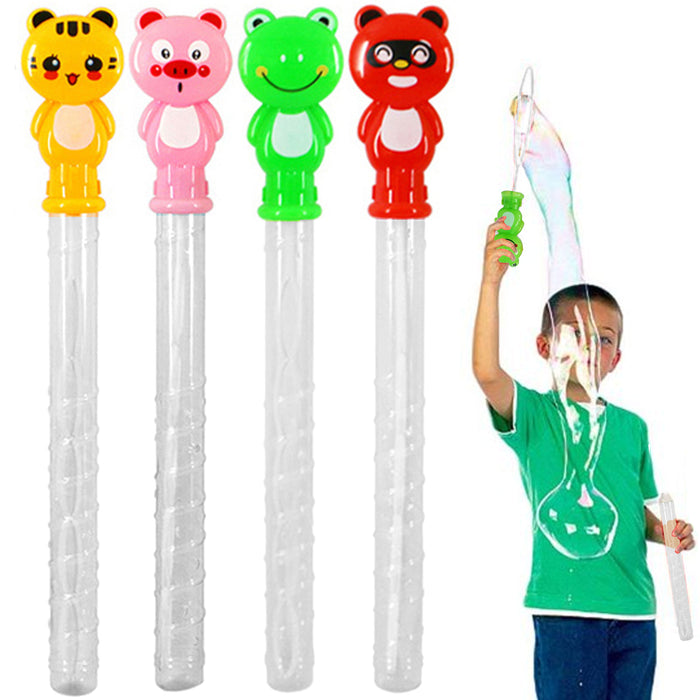 2 Pc Cute Animal Large Bubble Maker Wand Stick Blow Giant Soap Bubbles Solution