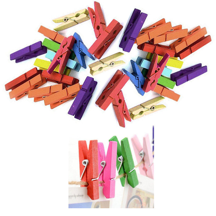 Mini Wooden Colored Clothespins Craft Peg Pins Clips for Photos Pictures  Paper Crafts Craft Clips Clothes Photo Paper Peg Pin
