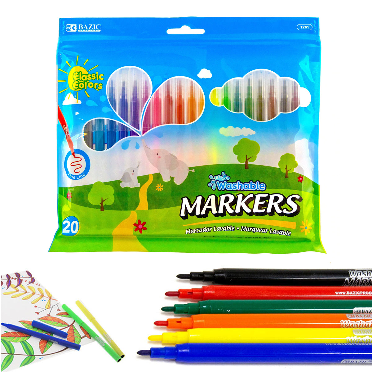 48 PC Coloring Art Markers Washable Classic Color Fine Tip Line Pen Art School