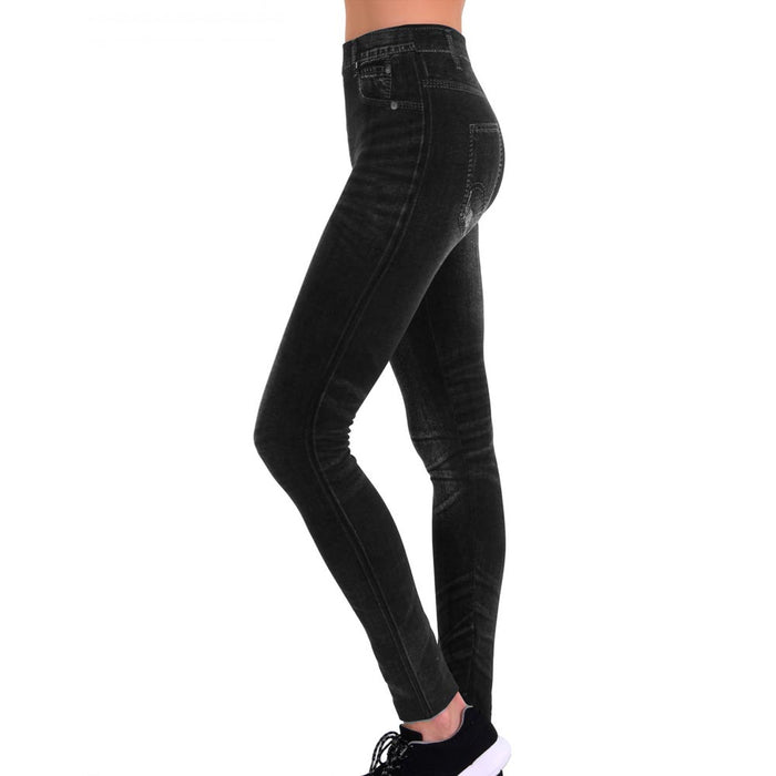 Women Black Jeggings Pants Sexy Leggings Skinny Stretchy Pencil Jeans Print Soft