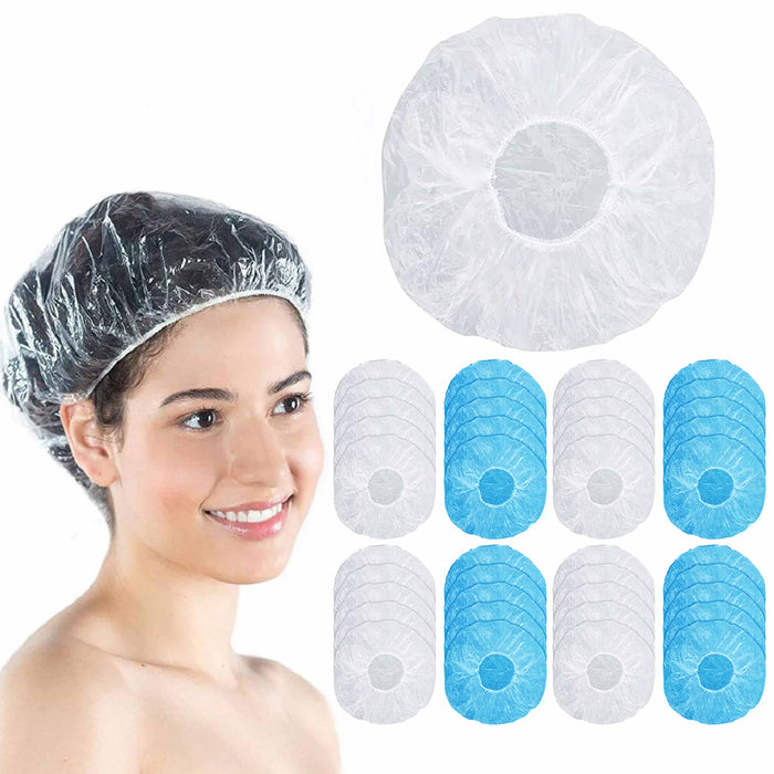 40 Pc Disposable Shower Cap Waterproof Bathing Caps Bath Hat Elastic Hair Band