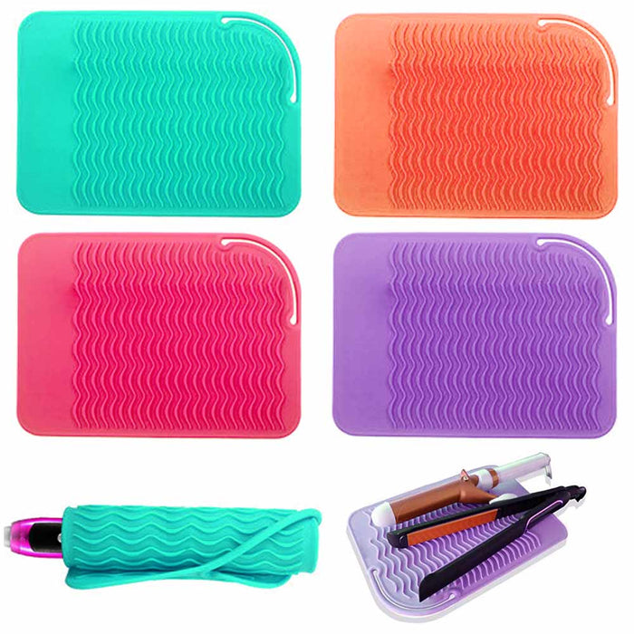 Heat Resistant Silicone Mat Pouch for Flat Iron, Curling Iron, Hair  Straightener, Portable Travel Pouch for Hot Hair Styling Tools, Gray
