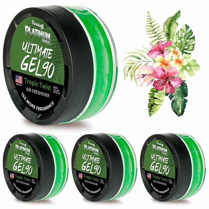 4 Paradise Ultimate Gel Air Freshener 90 Days Aroma Fragrance Scent Tropic Twist