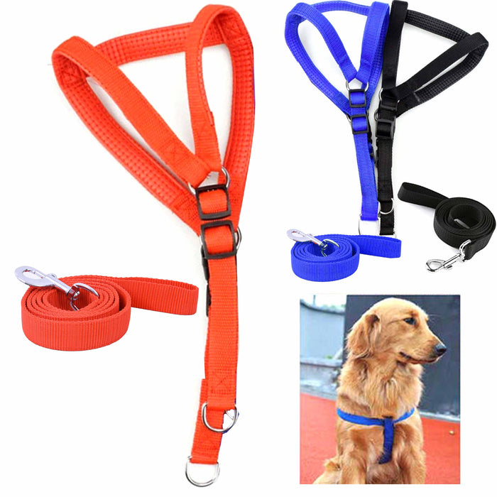 2 Sets Heavy Duty Dog Harness Leash Adjustable Cushion Pad Lead Strong Hold XL