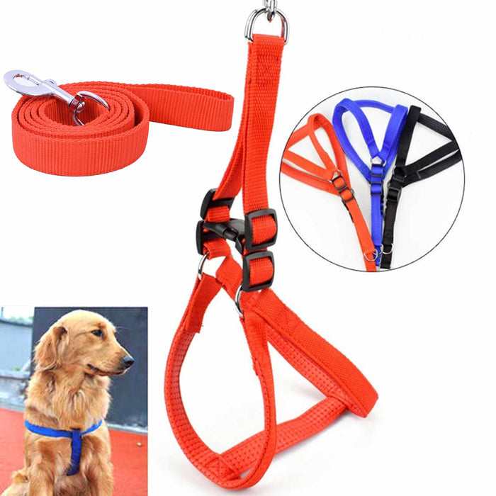 2 Sets Heavy Duty Dog Harness Leash Adjustable Cushion Pad Lead Strong Hold XL