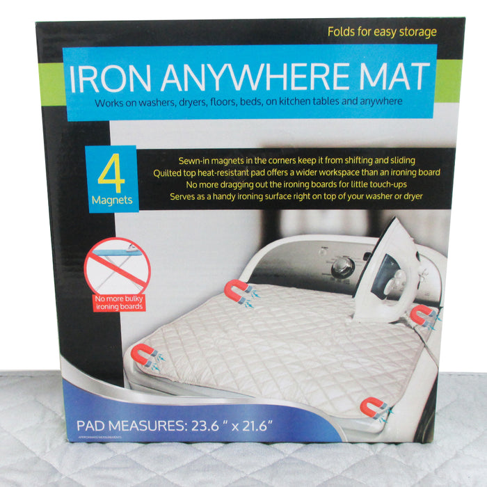 Iron Anywhere Ironing Mat Portable Magnetic Cover Apartments School Dorm Travel, Gray