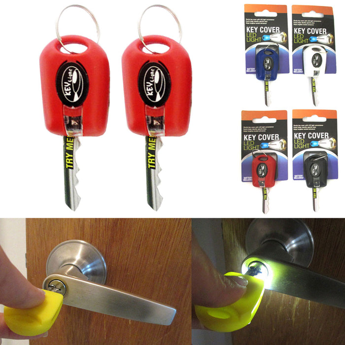 2 Key Cover LED Bright Light Keychain Torch Flashlight Keyring Case Cap New !