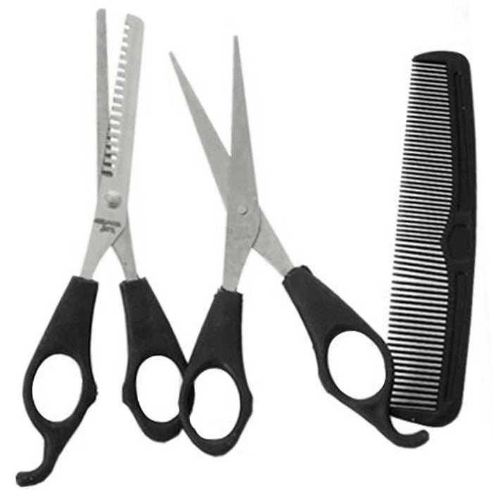 3 Pc Professional Barber Set Hair Shears Scissors Shaver Trimmer Comb Haircut