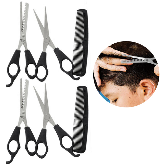 6 Pc Haircut Trimmer Shears Scissors Comb Hairdresser Barber Set Hair Shaver Kit