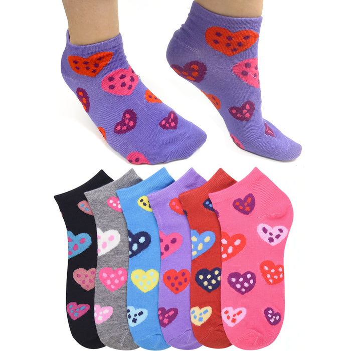 6 Pairs Women Fashion Cotton Casual Ankle Low Cut Socks Size 9-11 Heart New