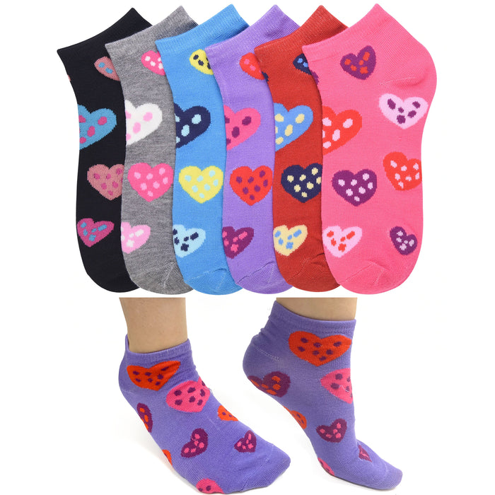 6 Pairs Women Fashion Cotton Casual Ankle Low Cut Socks Size 9-11 Heart New