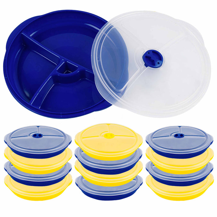 3 Compartment Reusable Plastic Food Storage Containers with Lids