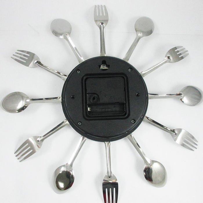 Modern Design Silver Cutlery Kitchen Utensil Clock Spoon Fork Knife Bendable New