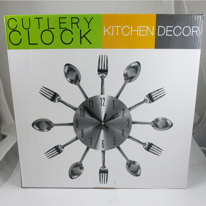 Modern Design Silver Cutlery Kitchen Utensil Clock Spoon Fork Knife Bendable New