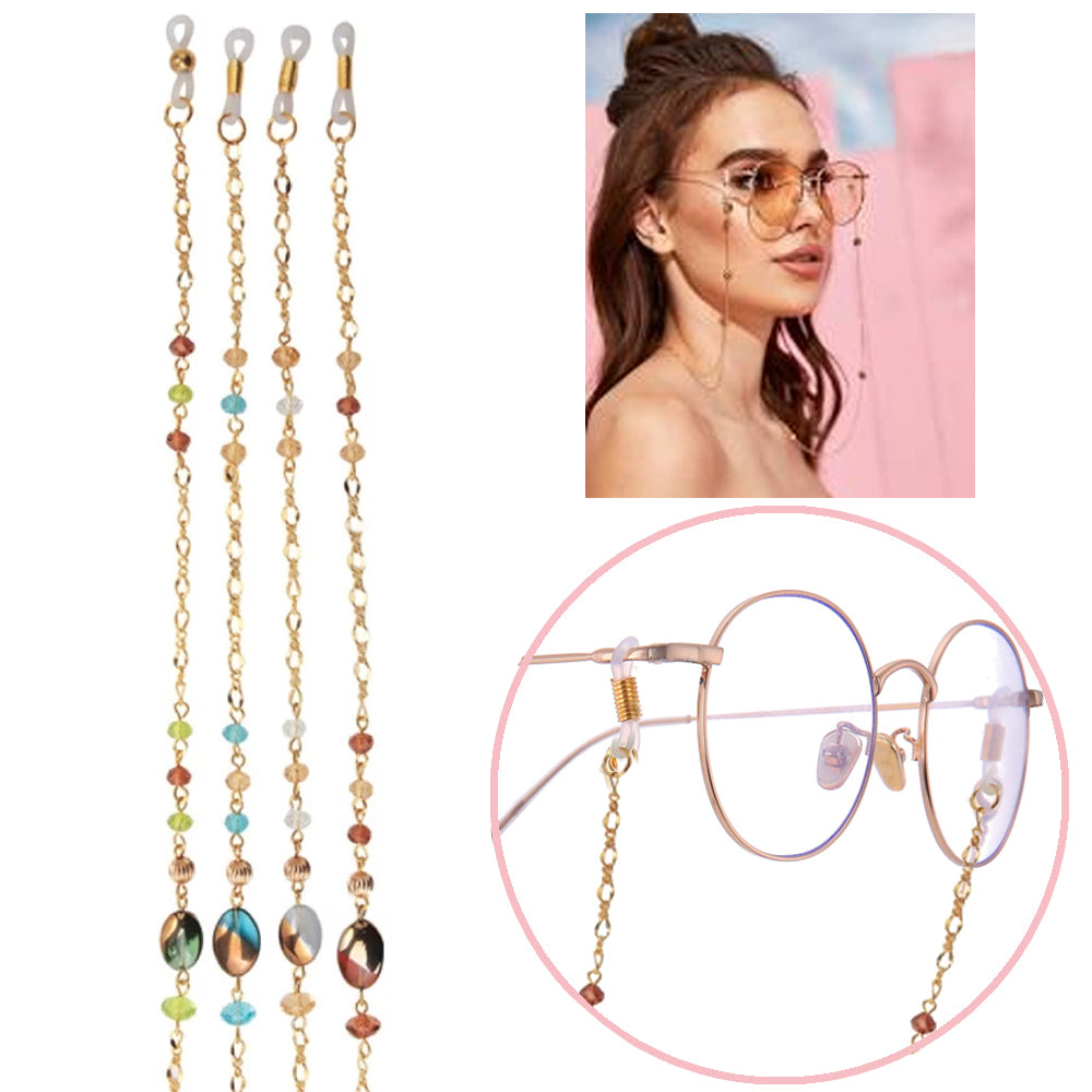 1 Fashion Beaded Eyewear Retainer Eyeglass Sunglass Neck Gold Chain Ho —  AllTopBargains