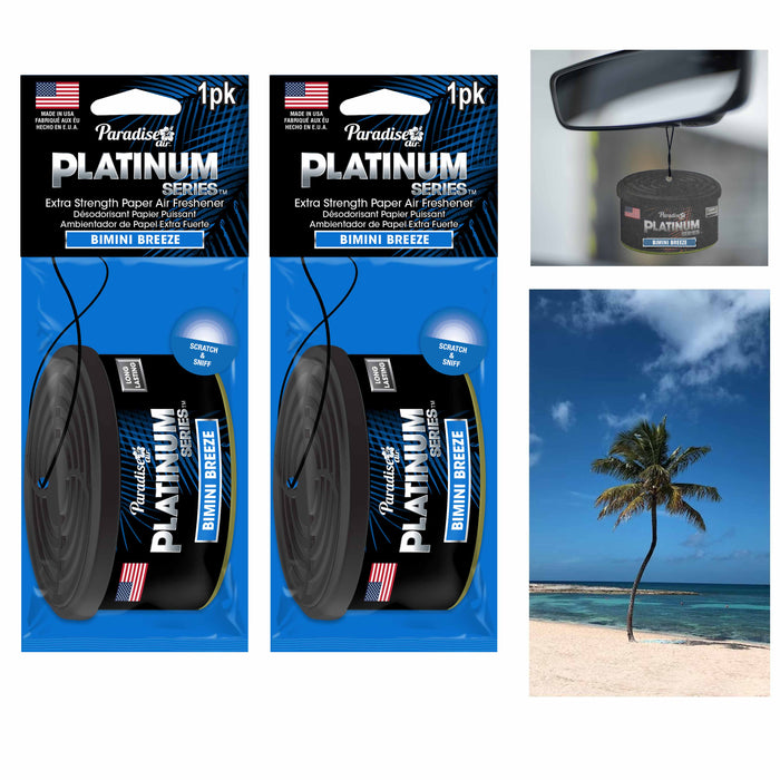 2 Pc Paradise Platinum Air Freshener Hanging Aroma Fragrance Scent Bimini Breeze