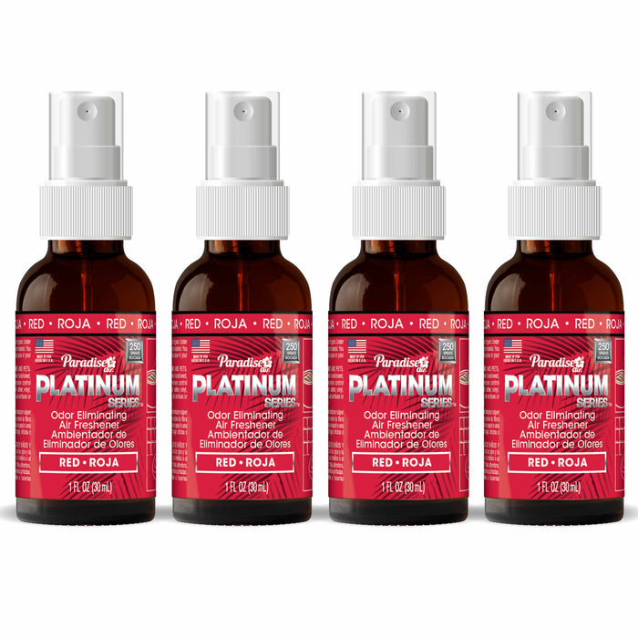 4 Paradise Platinum Air Freshener Spray Odor Eliminator Car Fragrance Scent Red