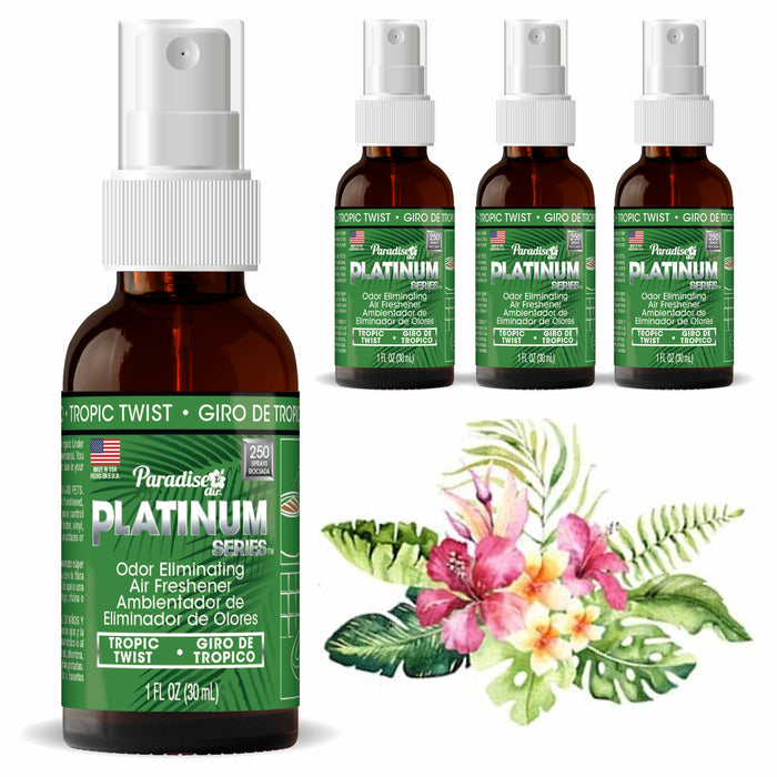 4 Paradise Platinum Air Freshener Spray Odor Eliminator Fragrance Scent Tropic