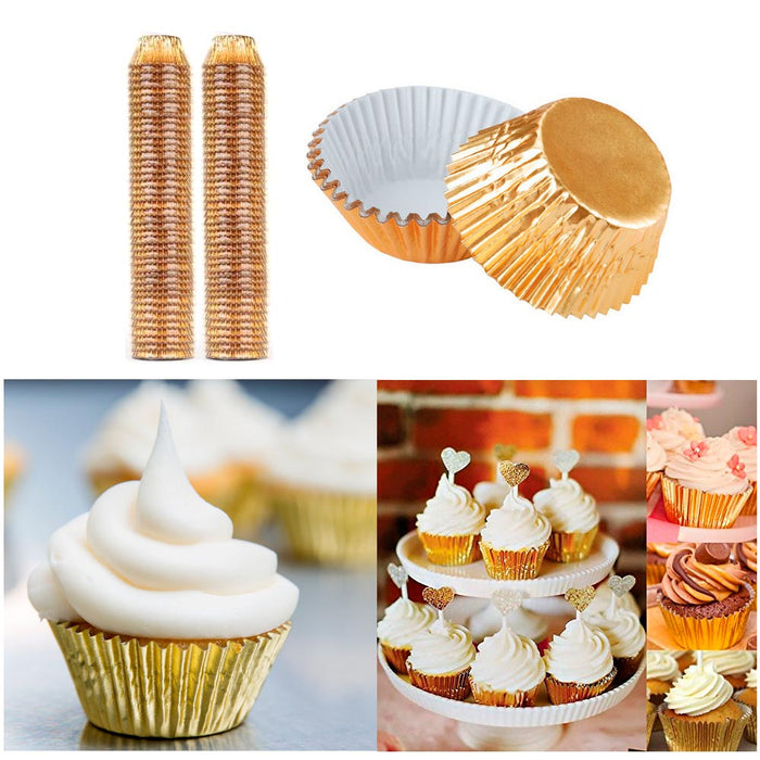Gold Foil Cupcake Liners, Baking Cups for Muffins and Desserts