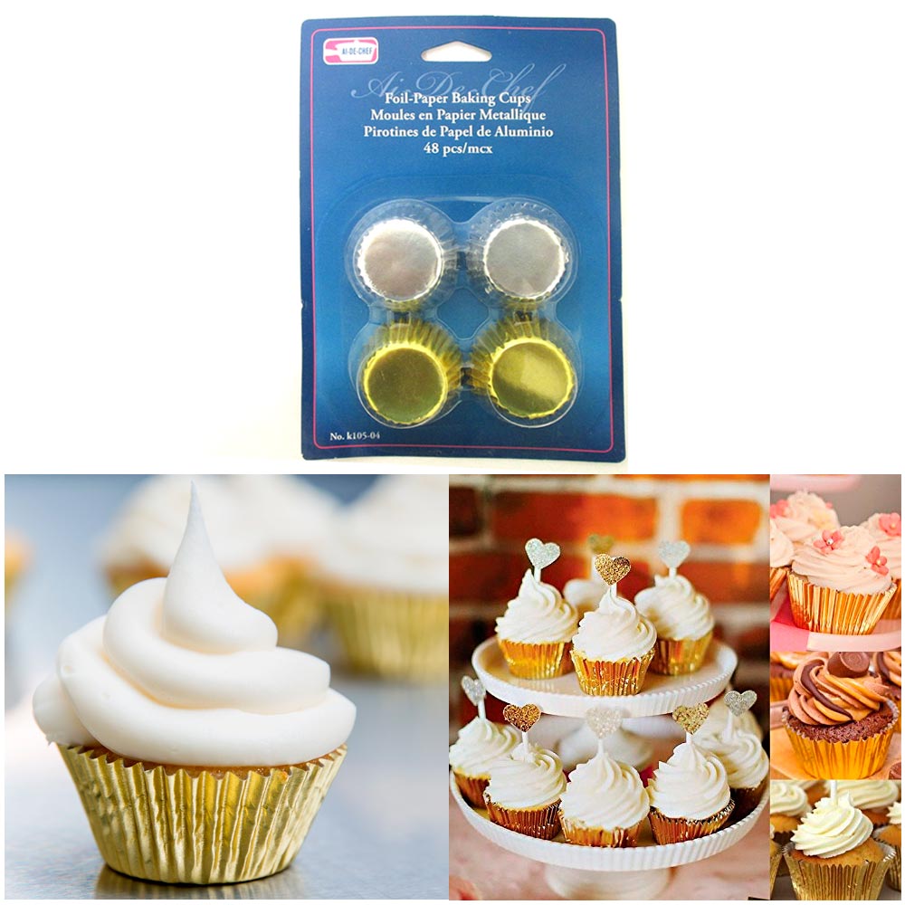 500 Mini Foil Gold Baking Cups Cupcake Muffin Liners Bake Pastry Party Samplers