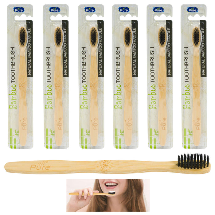 6 Pc Natural Moso Bamboo Toothbrush Soft Bristles Oral Care Clean Adult Children